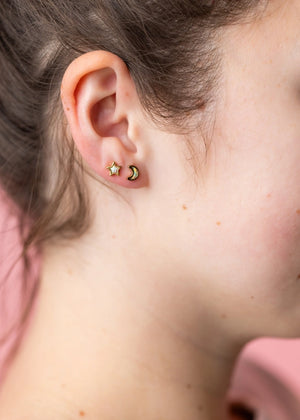 Pierced Moon/Star Opal Earrings