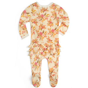 Milkbarn Organic Ruffle Zipper Footed Romper / Vintage Floral
