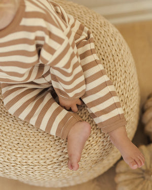 Quincy Mae Waffle Slouch Set / Harvest Stripe