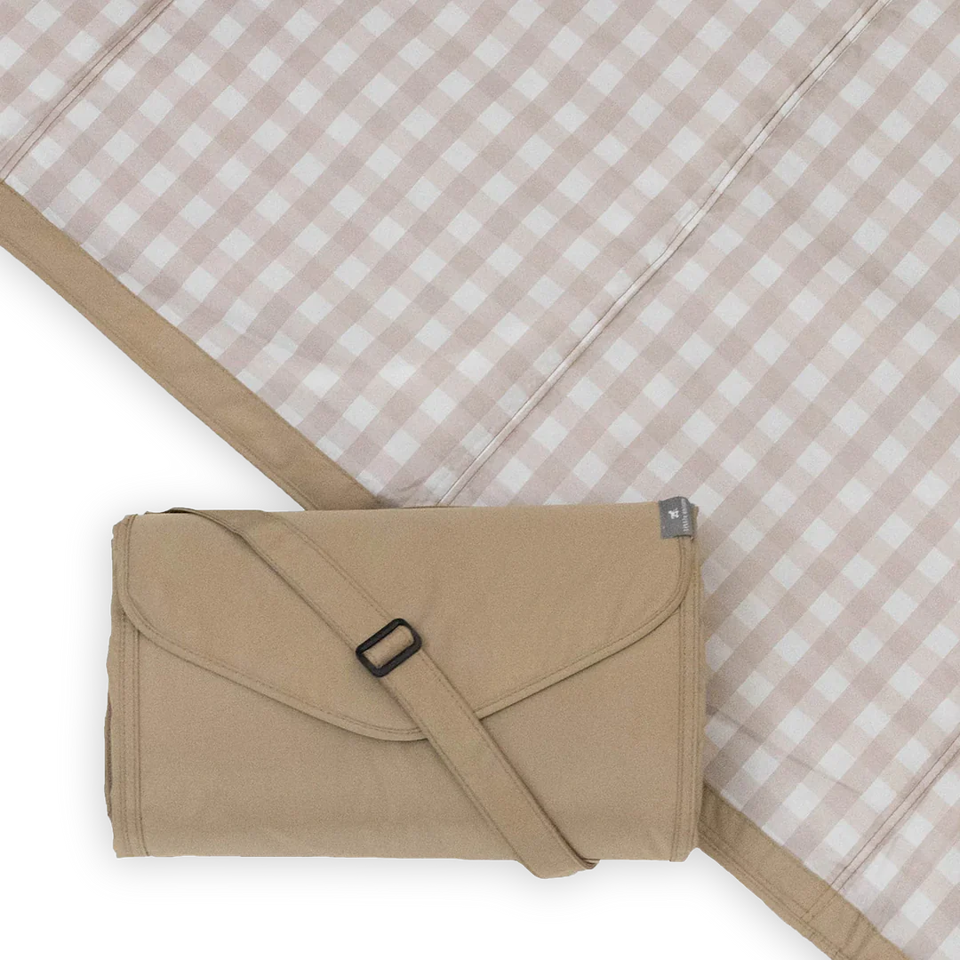 Little Unicorn Outdoor Blanket / Beige Buffalo Check