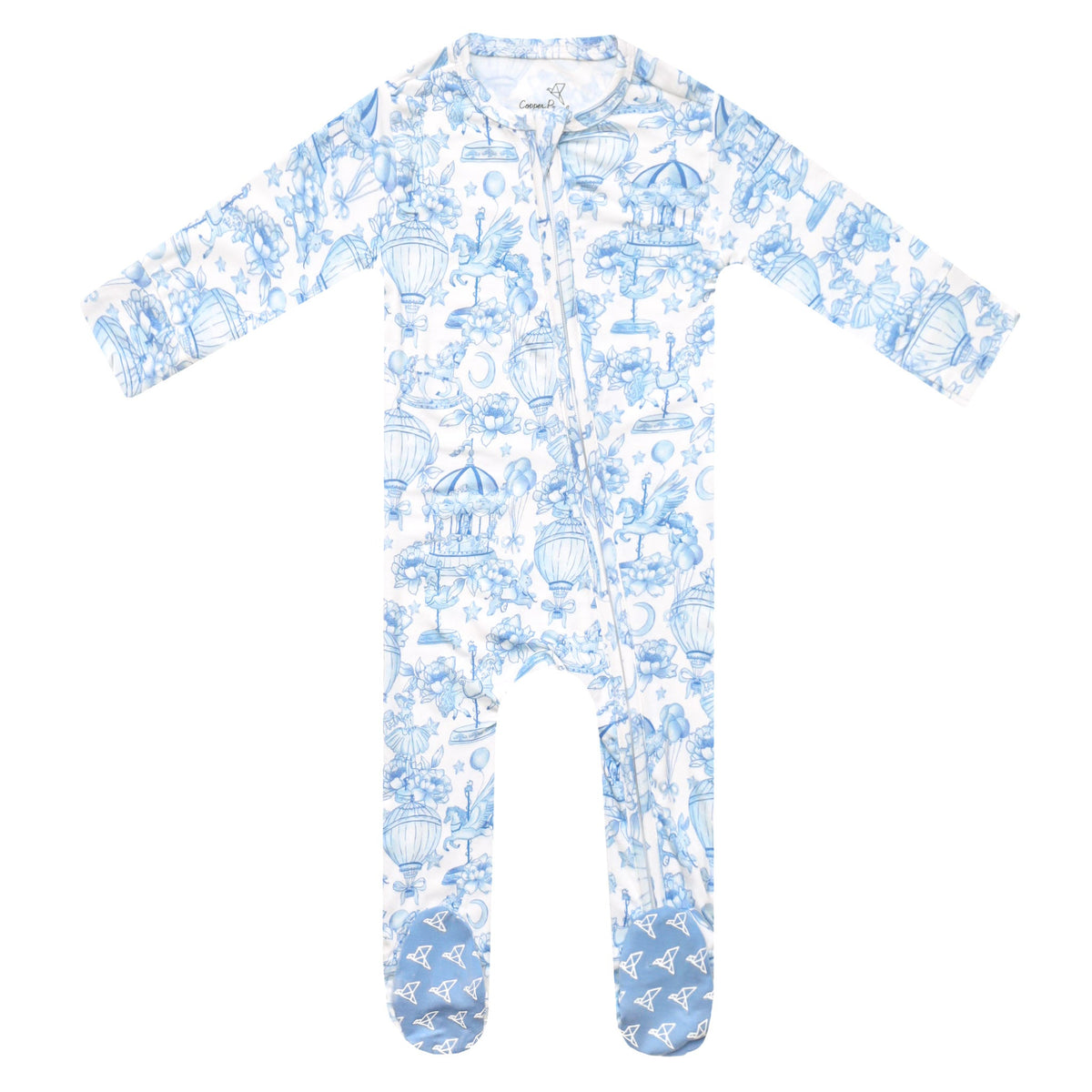 Copper Pearl Bamboo Zip-Up Footie / Vintage Carnival