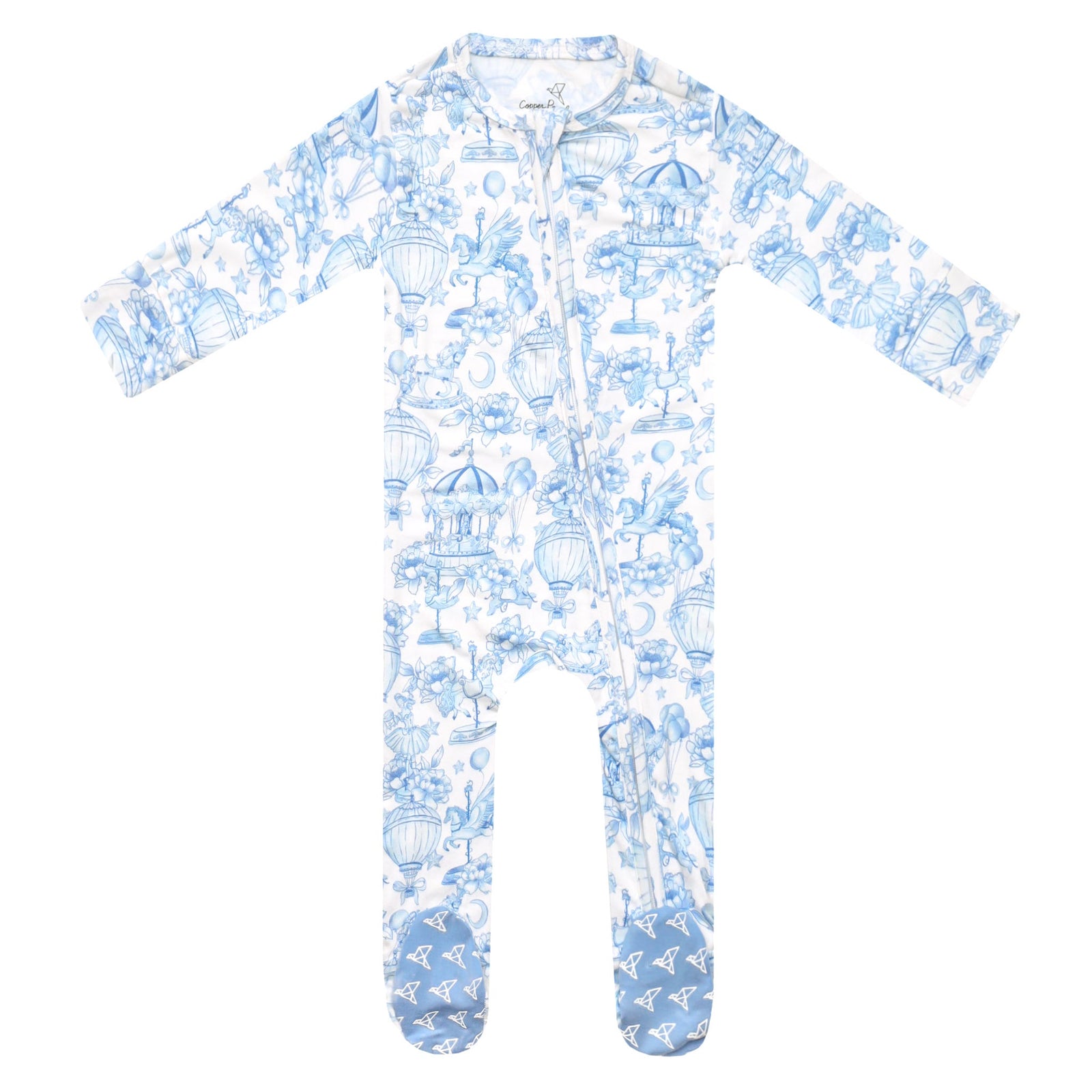 Copper Pearl Bamboo Zip-Up Footie / Vintage Carnival