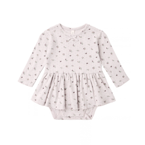Quincy Mae Pointelle Skirted Bodysuit Dress / Heart Ditsy