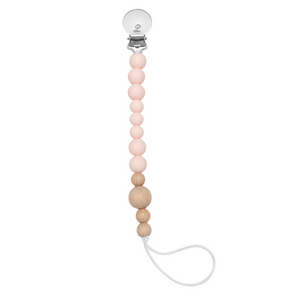 Colour Block Silicone + Wood Bead Pacifier Clip