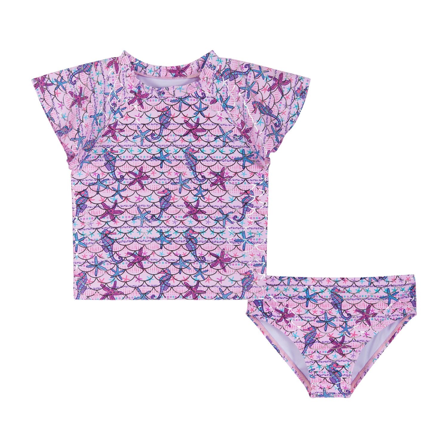 Seahorse & Starfish Short Sleeve Rashguard Swim Set