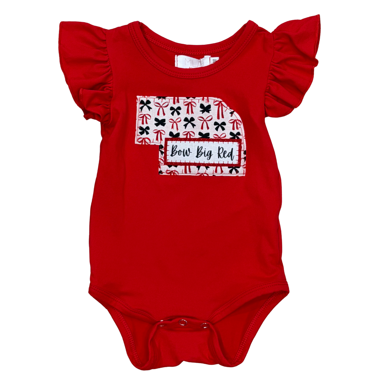 Bow Big Red Flutter Sleeve Onesie