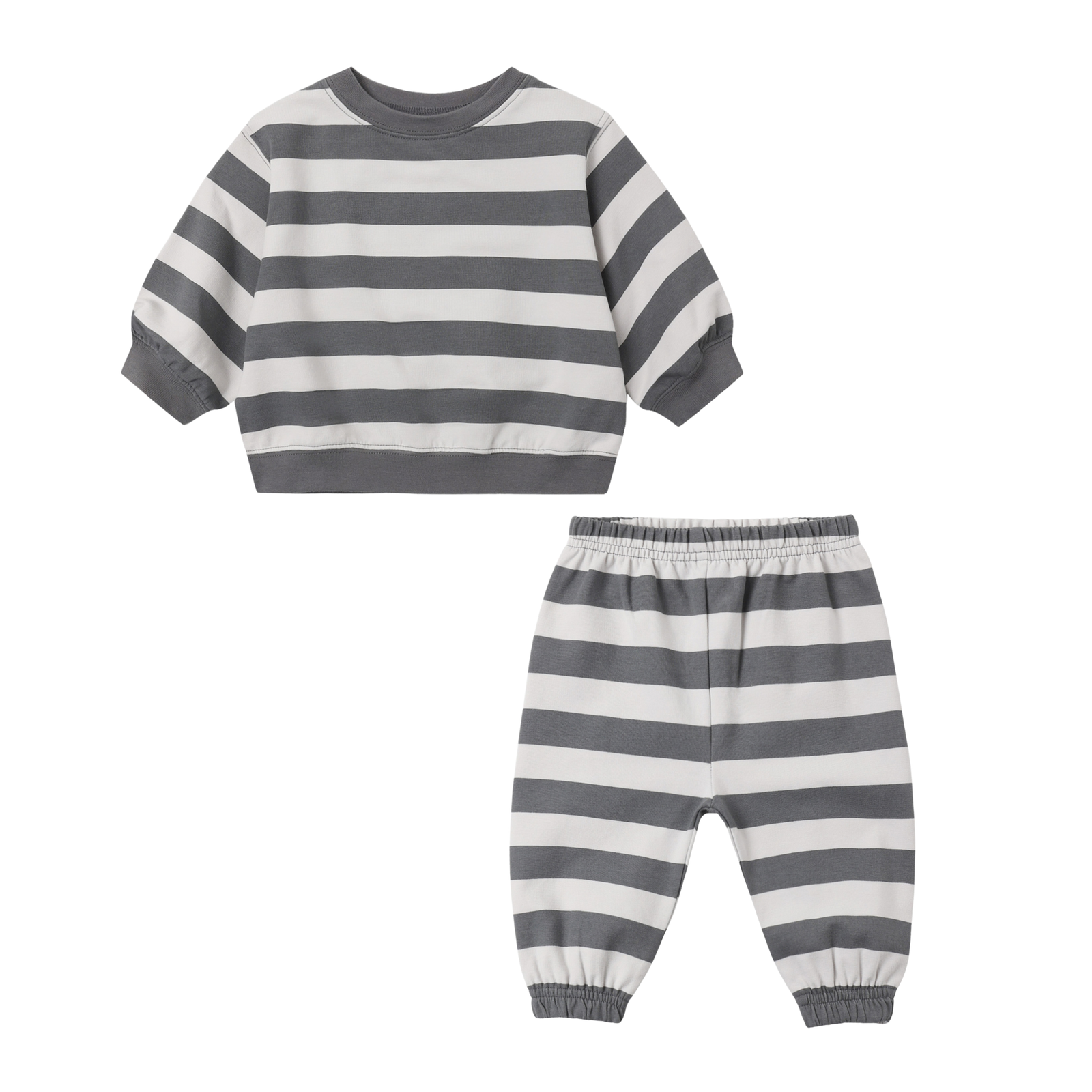 Quincy Mae Oversized Crew Sweatshirt Set / Midnight Stripe