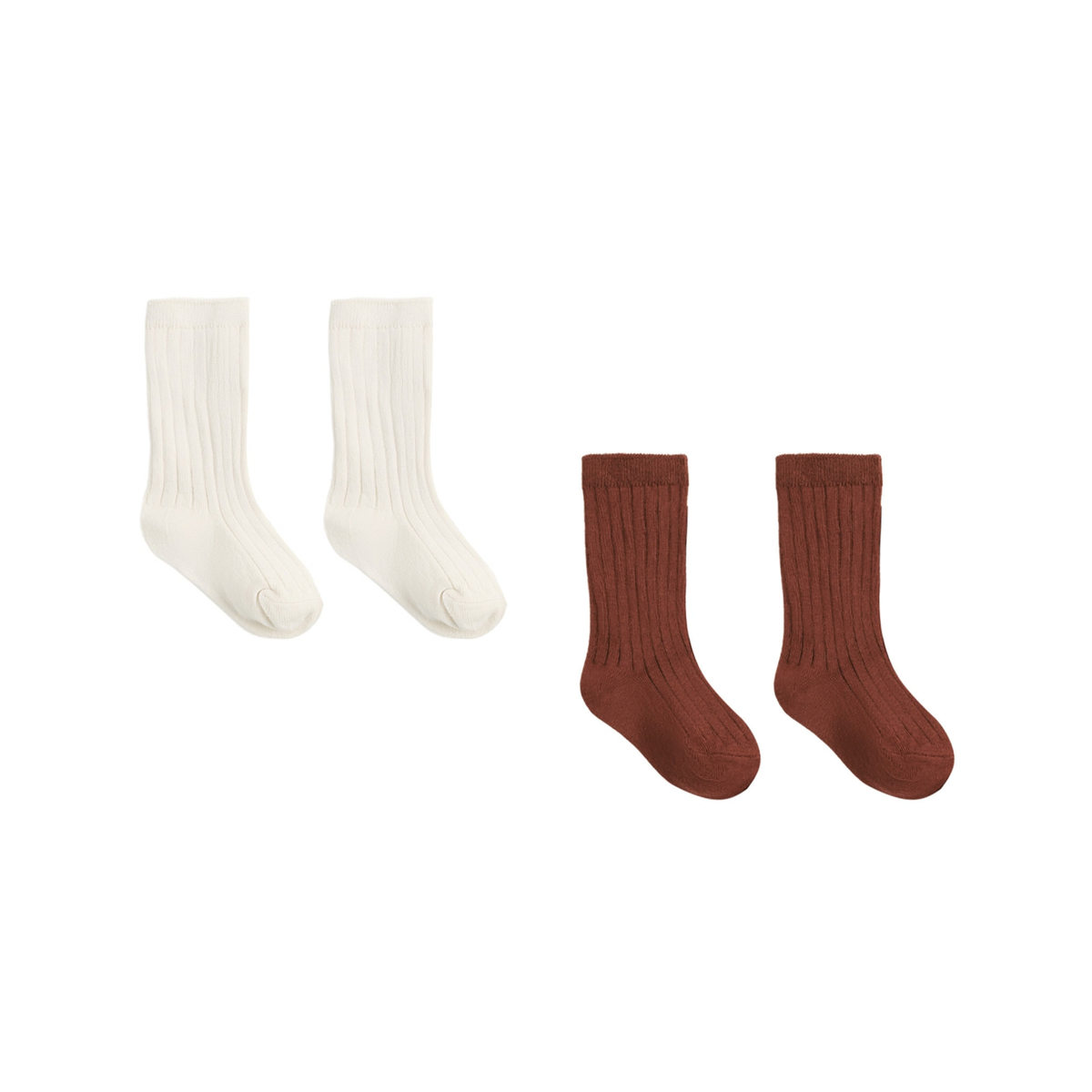 Quincy Mae Sock Set / Natural & Redwood