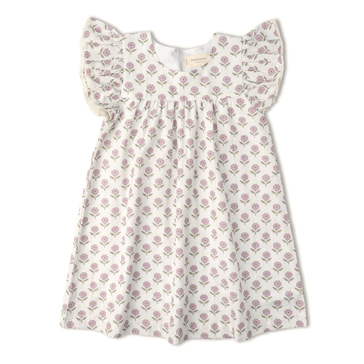 Organic Short Sleeve Flutter Dress / Lavender