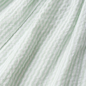 Organic Short Bubble Romper / Basil Stripes