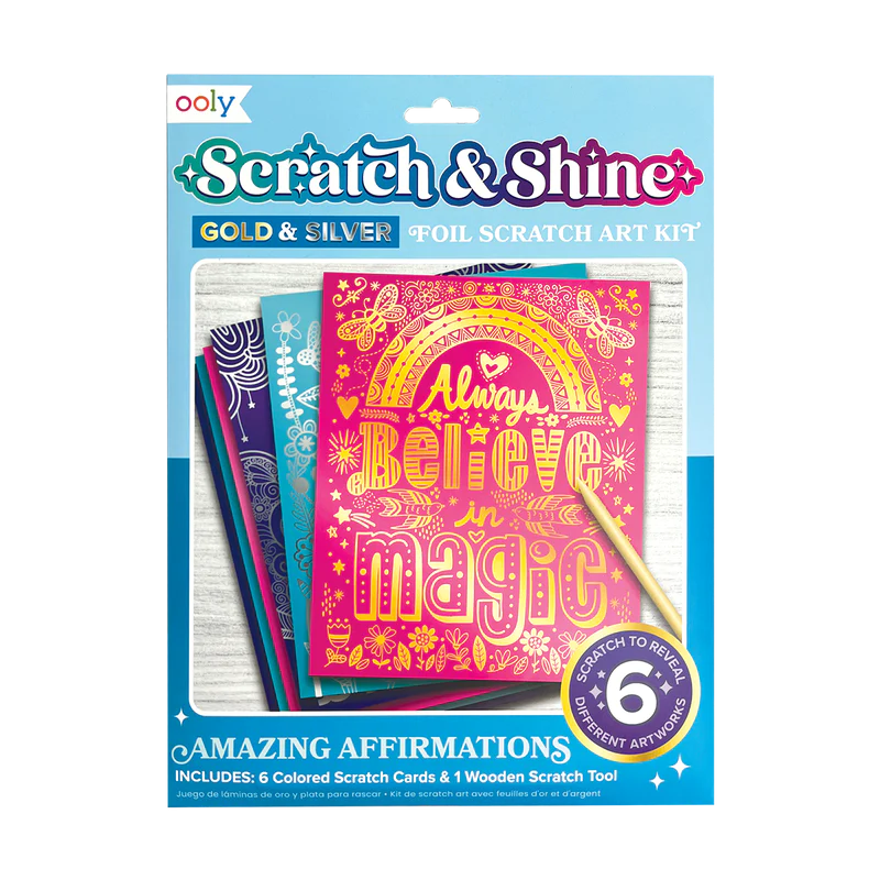 Ooly Scratch and Shine Foil Scratch Art Kit - Amazing Affirmations