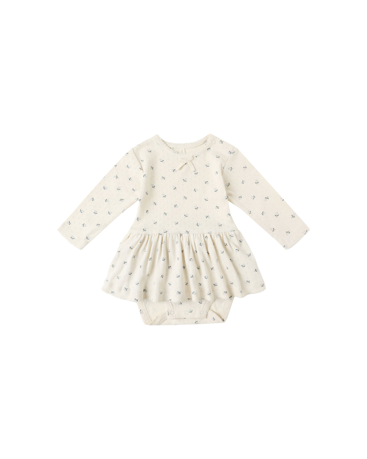 Quincy Mae Pointelle Skirted Bodysuit / Blue Ditsy
