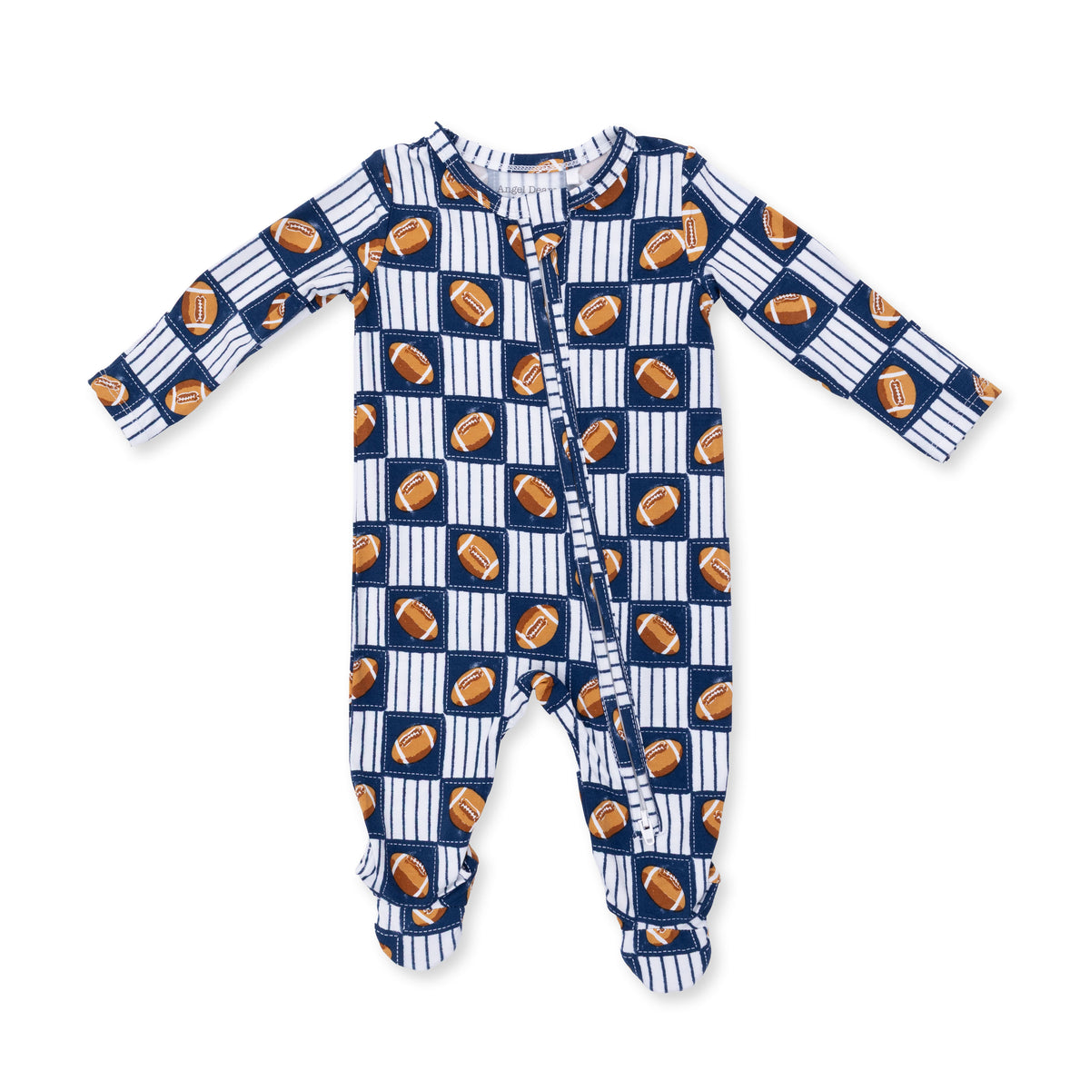 Football Patchwork 2 Way Zipper Footie