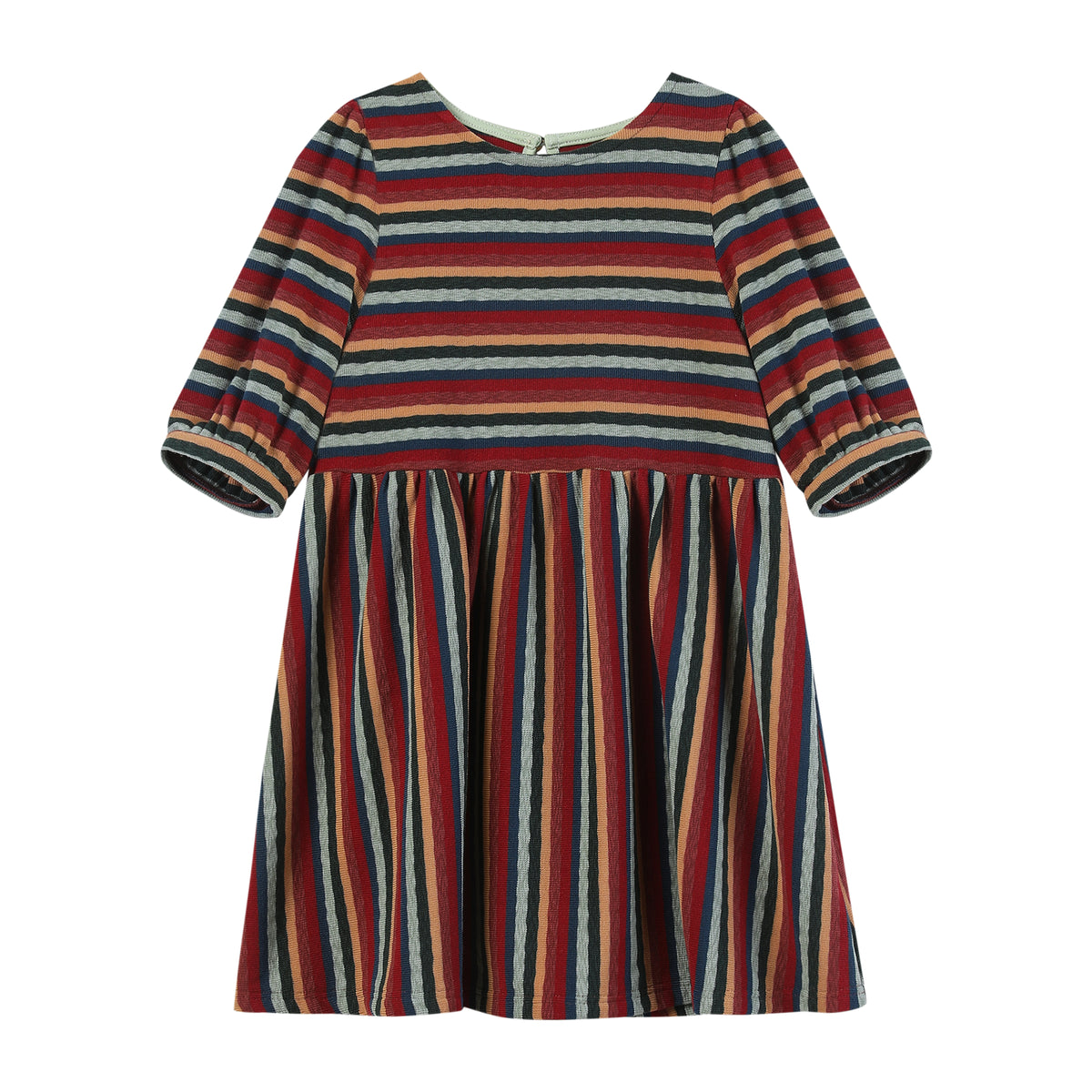 Vignette Mila Dress / Rust Mixed Stripe