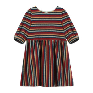 Vignette Mila Dress / Rust Mixed Stripe