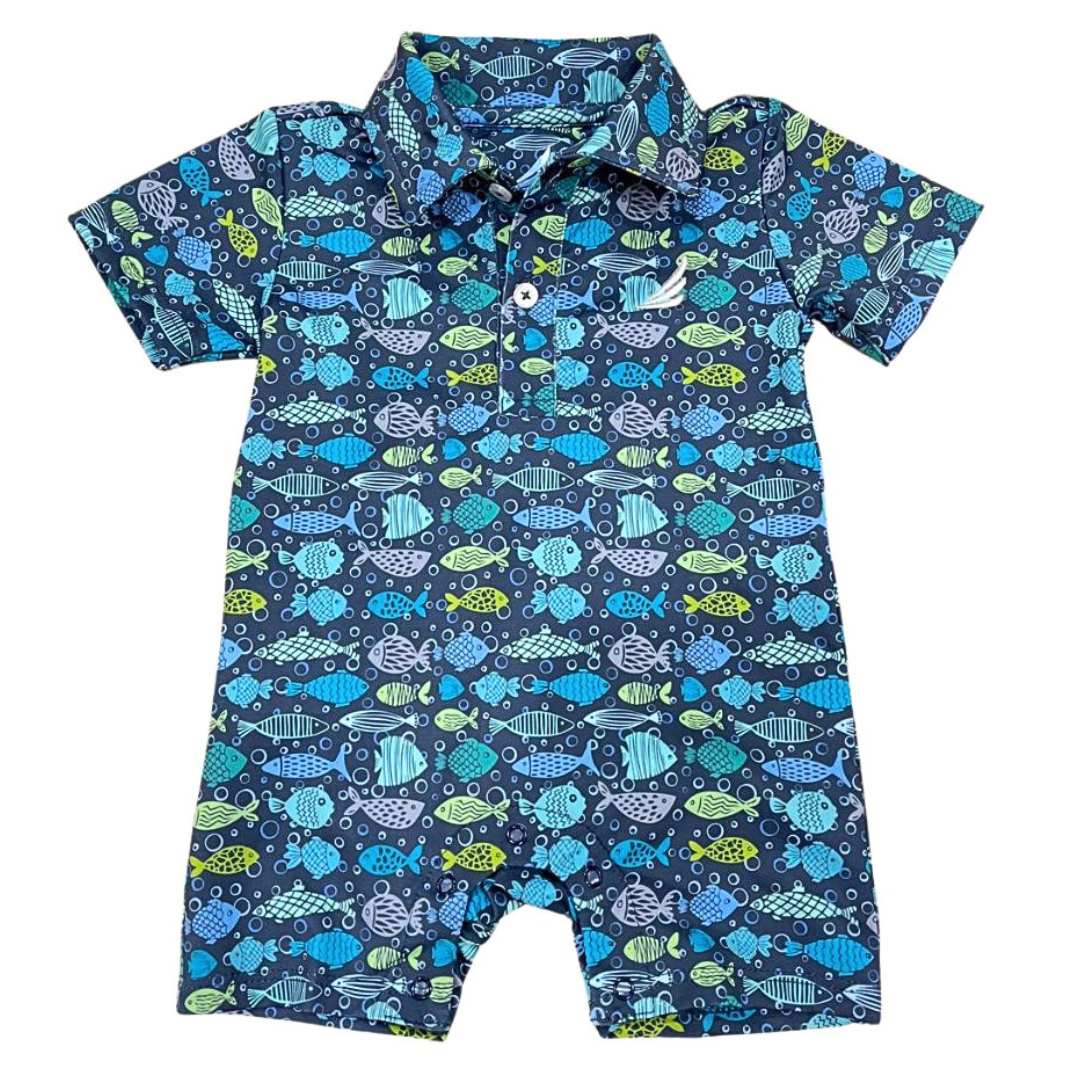 Coolybri Banks Performance Romper / Blue Fish