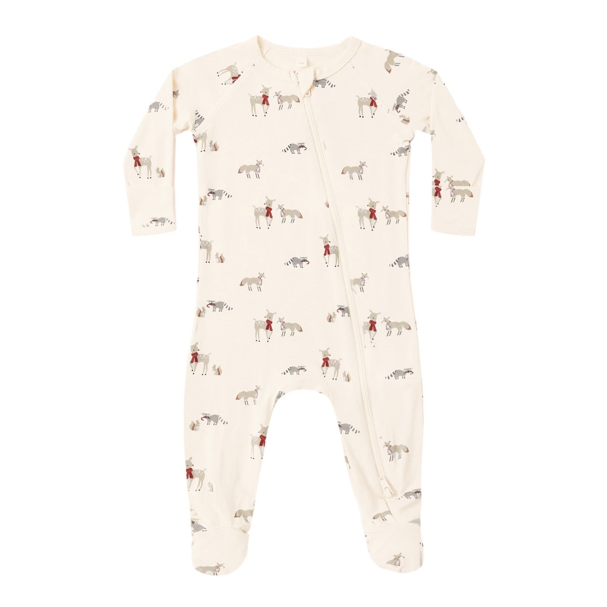 Quincy Mae Bamboo Zip Footie / Forest Friends