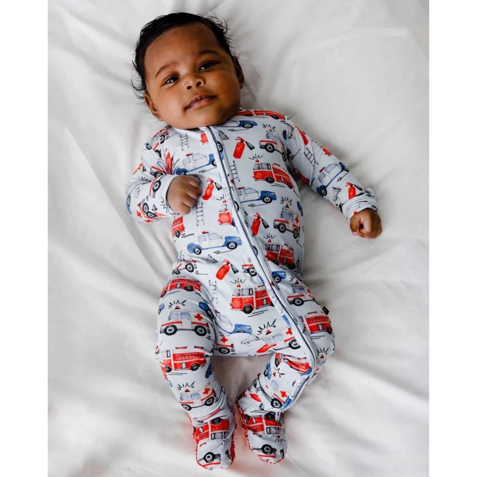 Lev Baby Zipper Footie / Emergency Vehicles (Ryan)