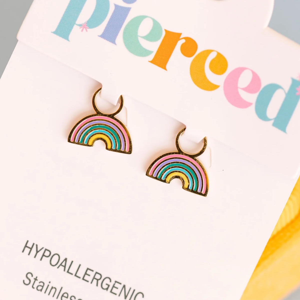 Pierced Gold Rainbow Earring Charms