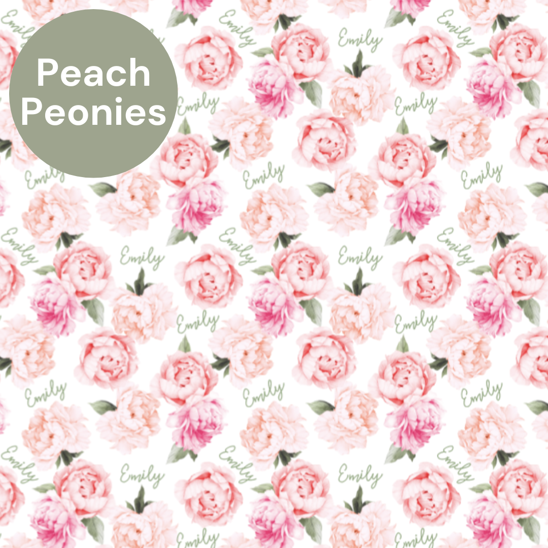 Plush Minky Fleece Personalized Blanket | Peonies