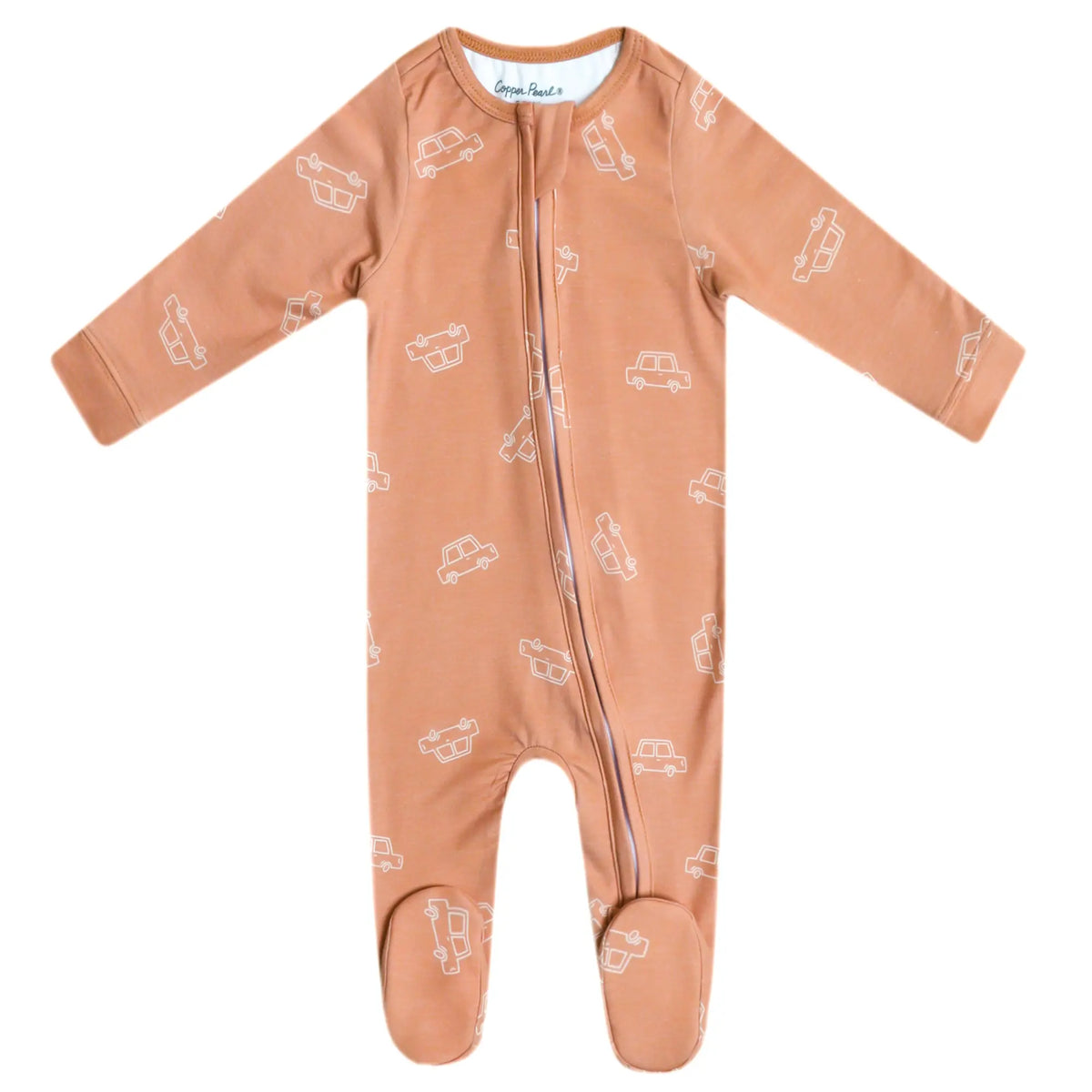 Copper Pearl Zip-Up Footie / Cooper
