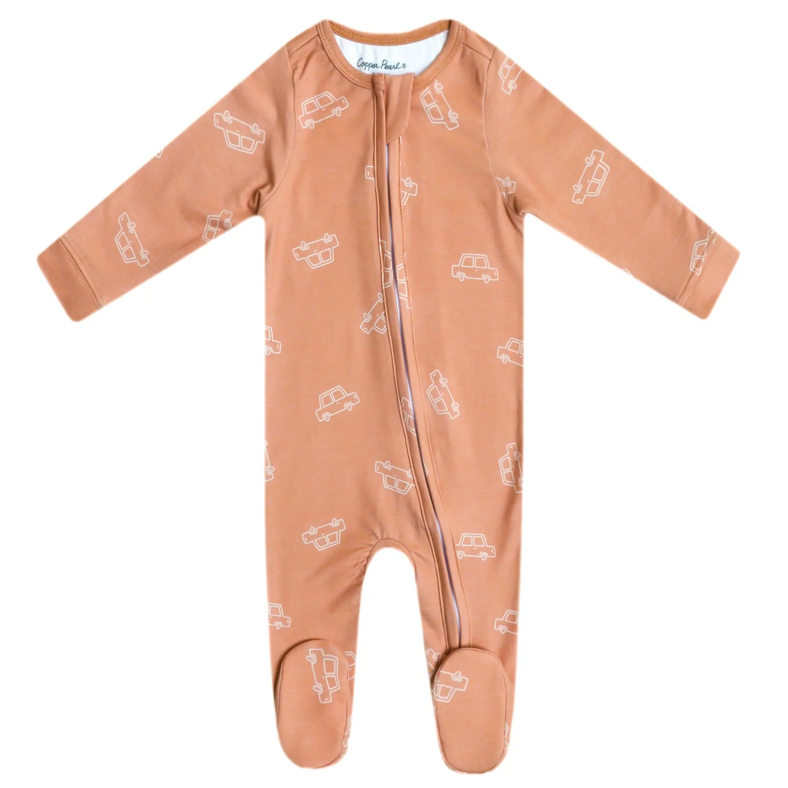 Copper Pearl Zip-Up Footie / Cooper