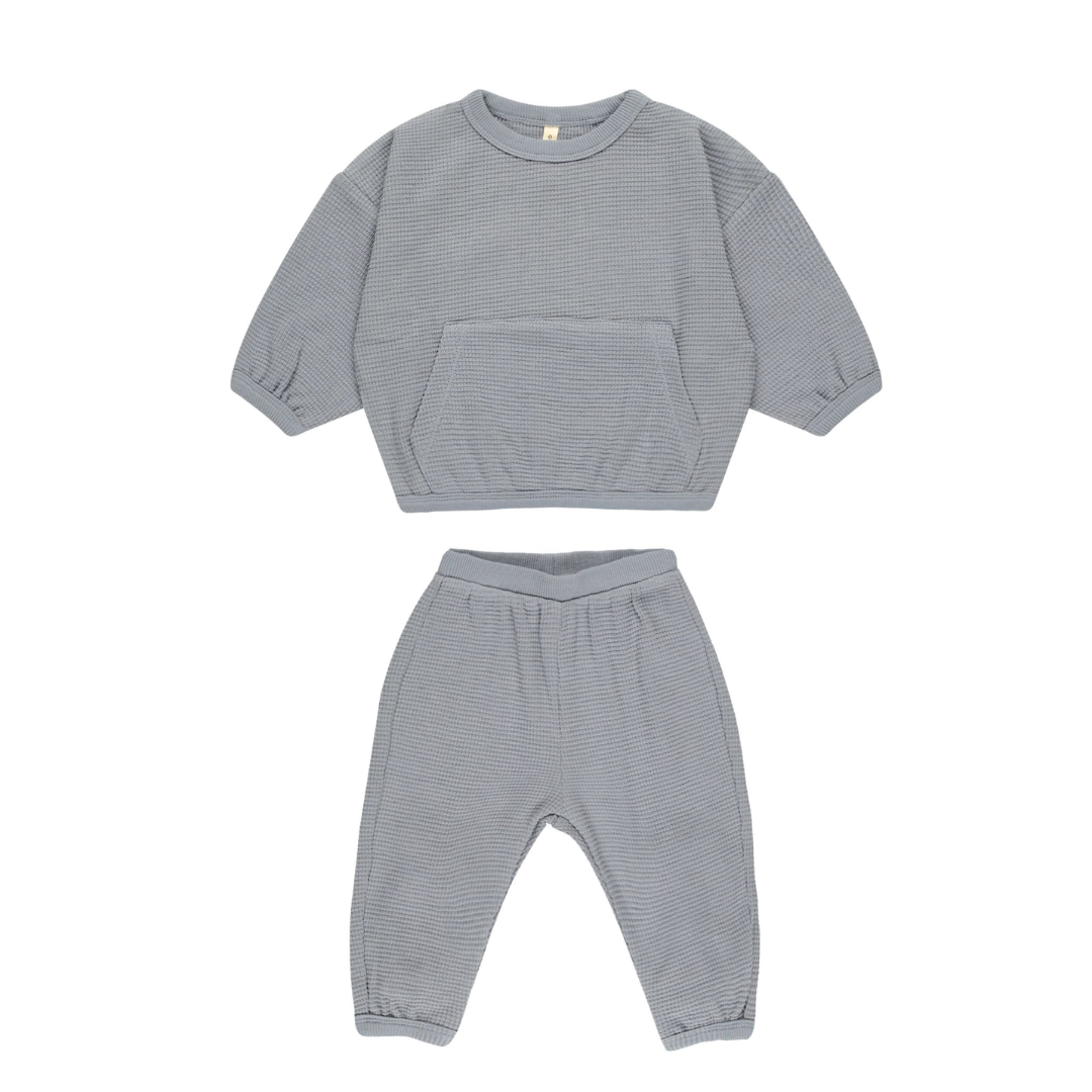 Quincy Mae Waffle Slouch Set / Blue