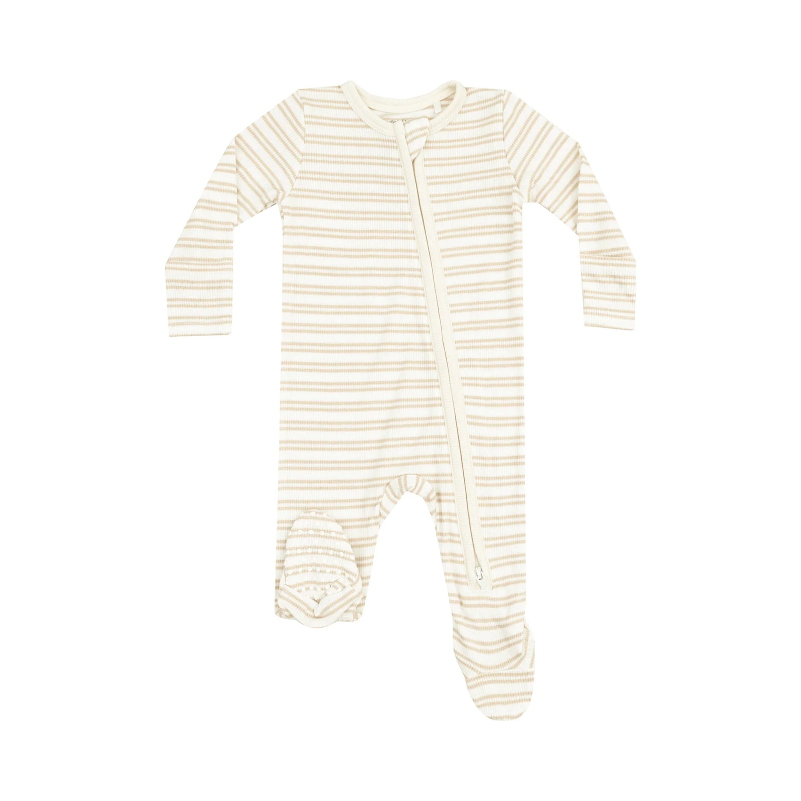 Tan Oxford Stripe 2 Way Zipper Footie