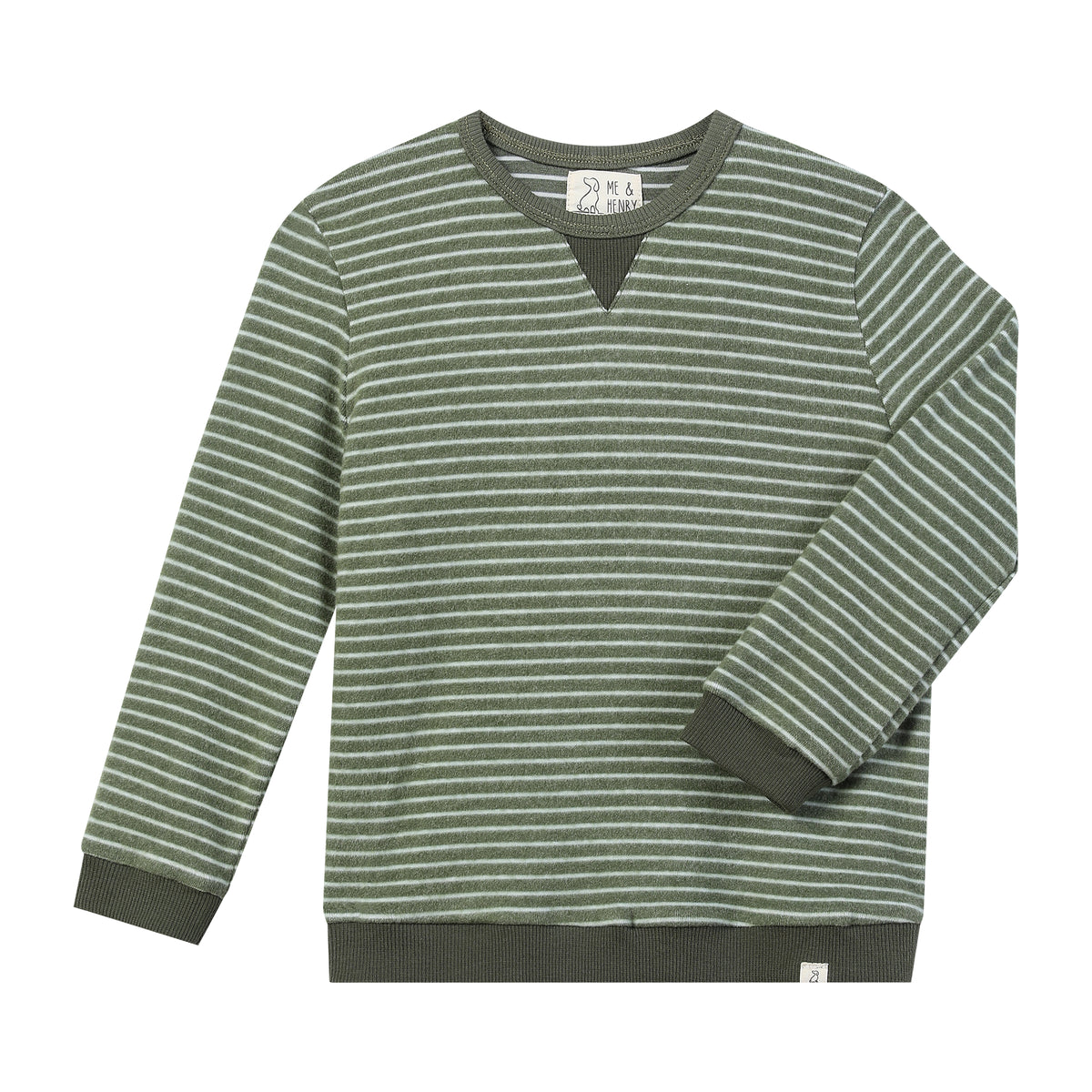 Me & Henry Tarquin Sweatshirt / Green & Cream Brushed Stripe
