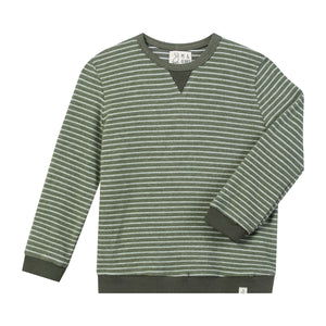 Me & Henry Tarquin Sweatshirt / Green & Cream Brushed Stripe