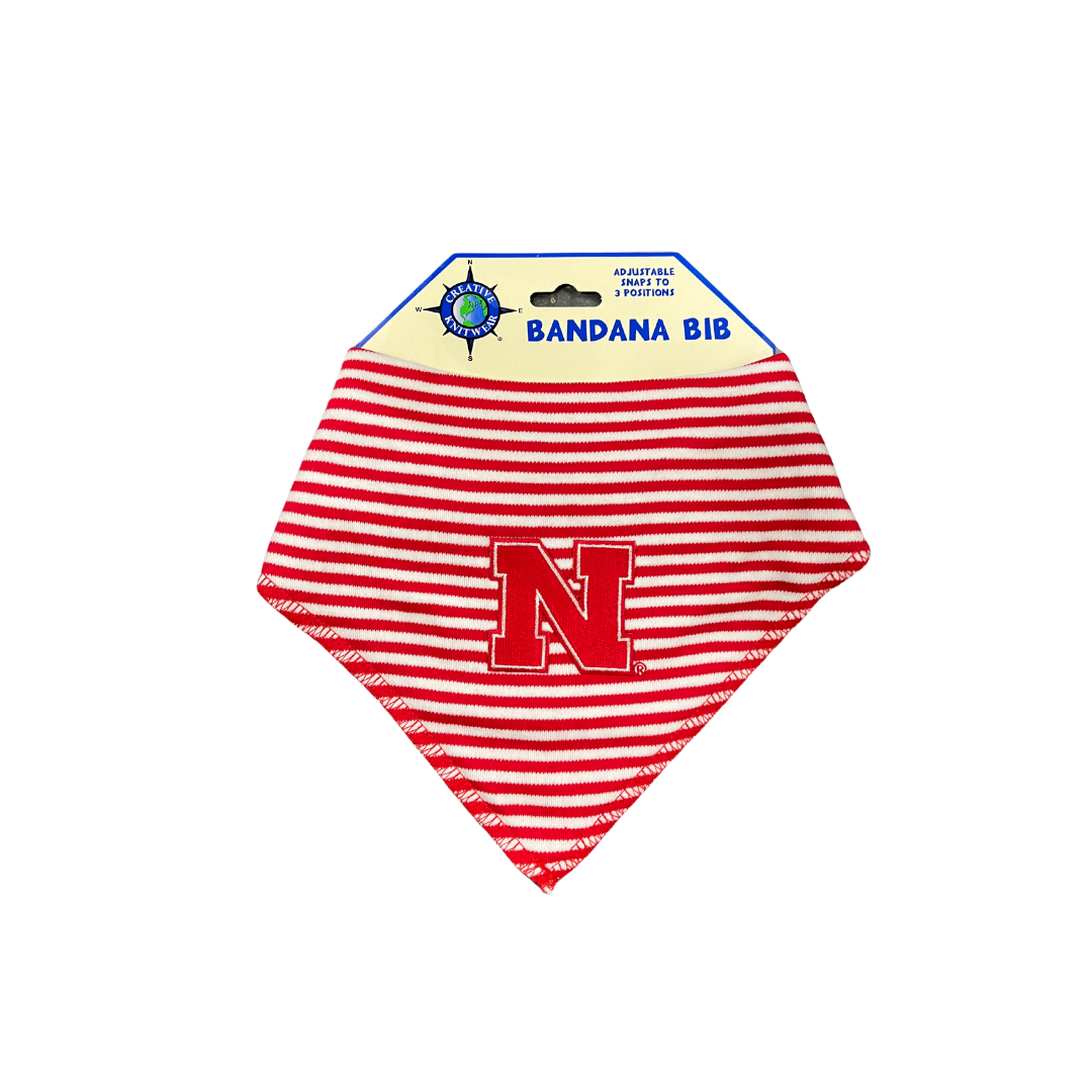 Nebraska Red & White Stripe Bandana Bib