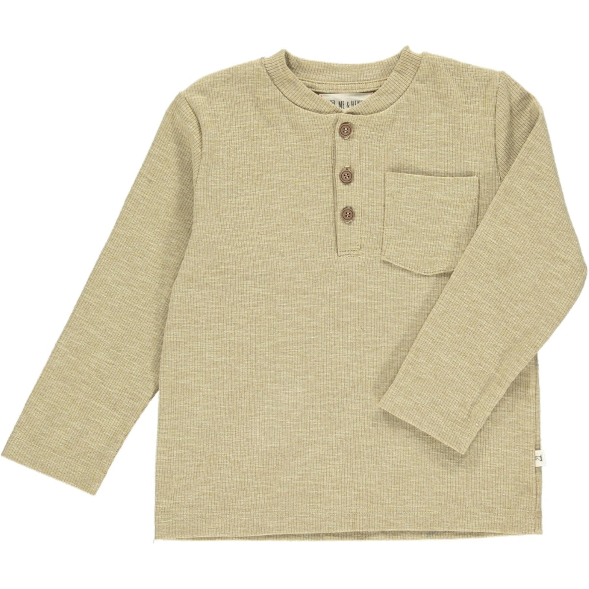 Me & Henry Benji Ribbed Henley / Heathered Beige