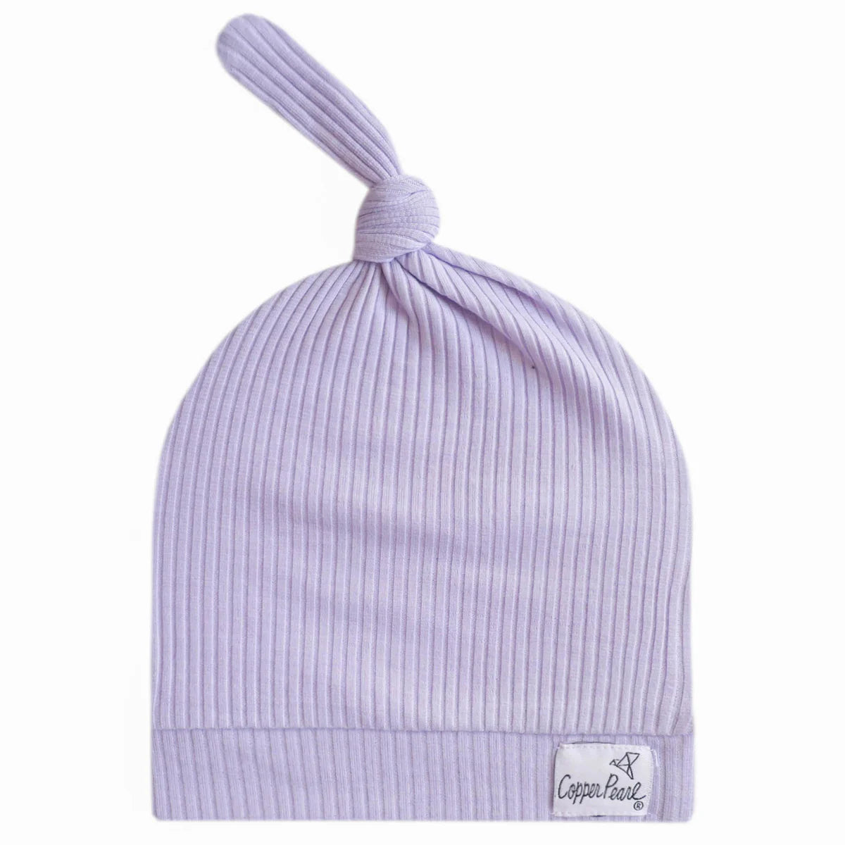 Copper Pearl Ribbed Top Knot Hat / Periwinkle