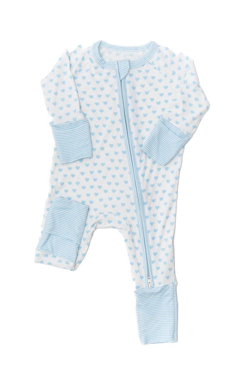 Convertible Zip Sleep Romper / Hearts & Stripes