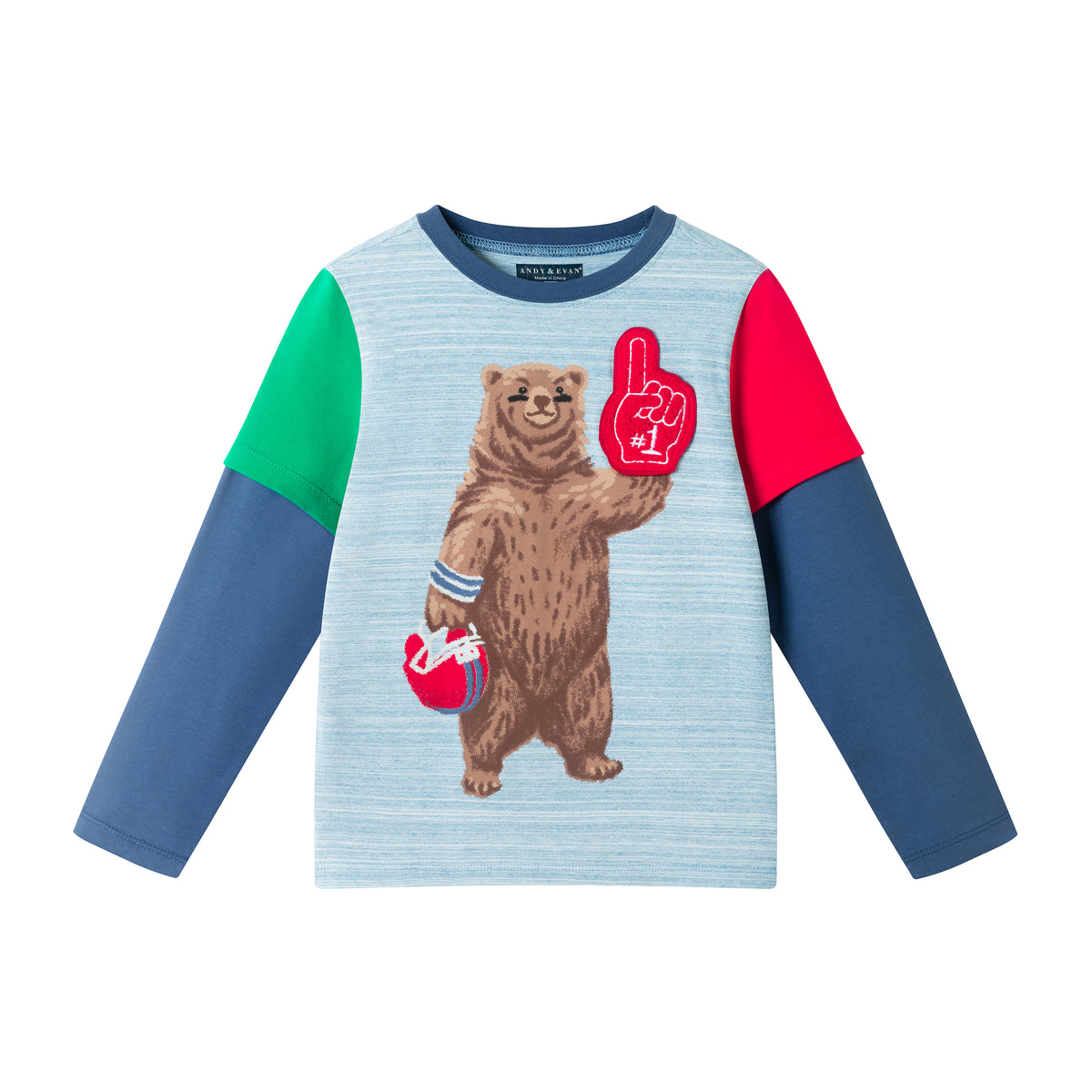 Colorblock Bear Long Sleeve Graphic Tee