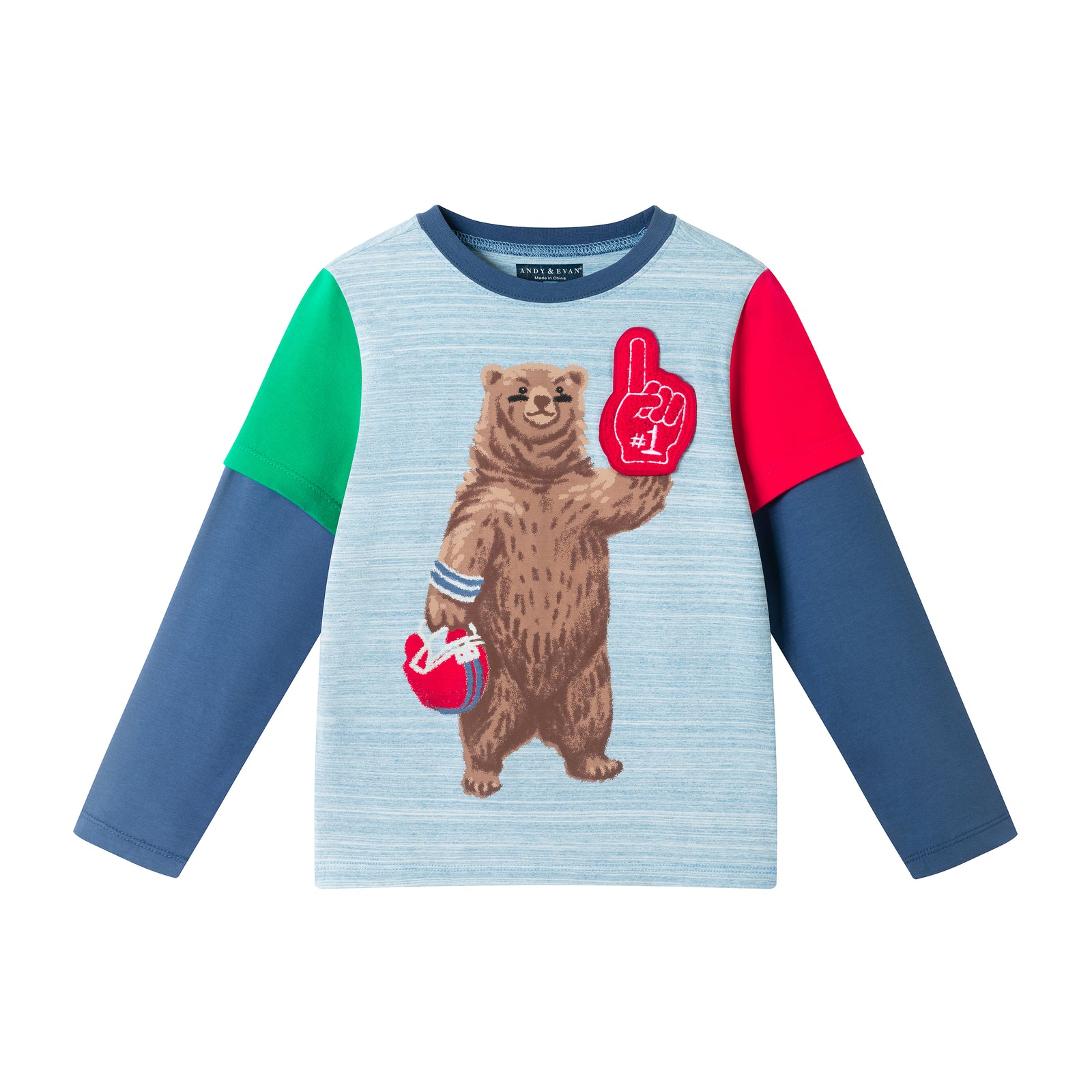 Colorblock Bear Long Sleeve Graphic Tee