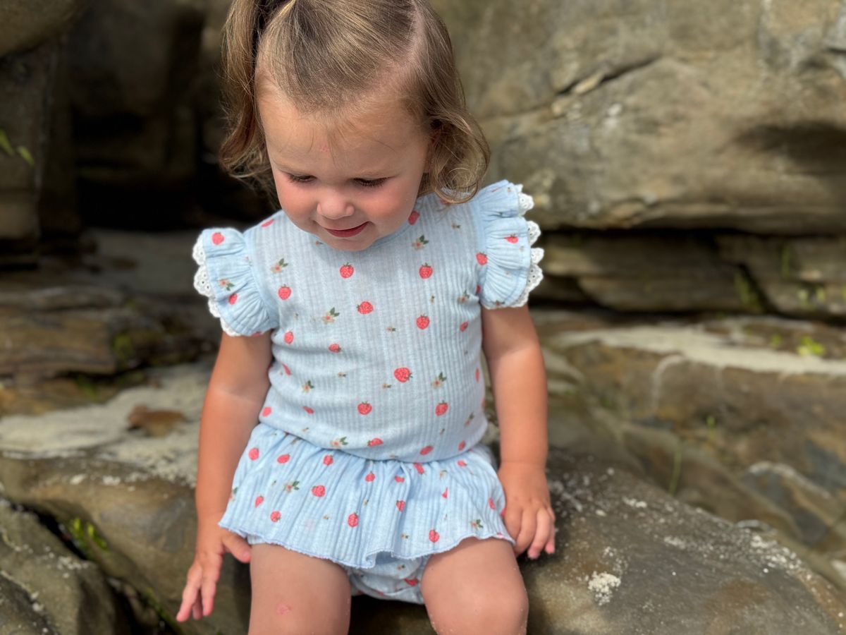 Vignette Amber Onesie & Skirt Set / Blue Strawberry