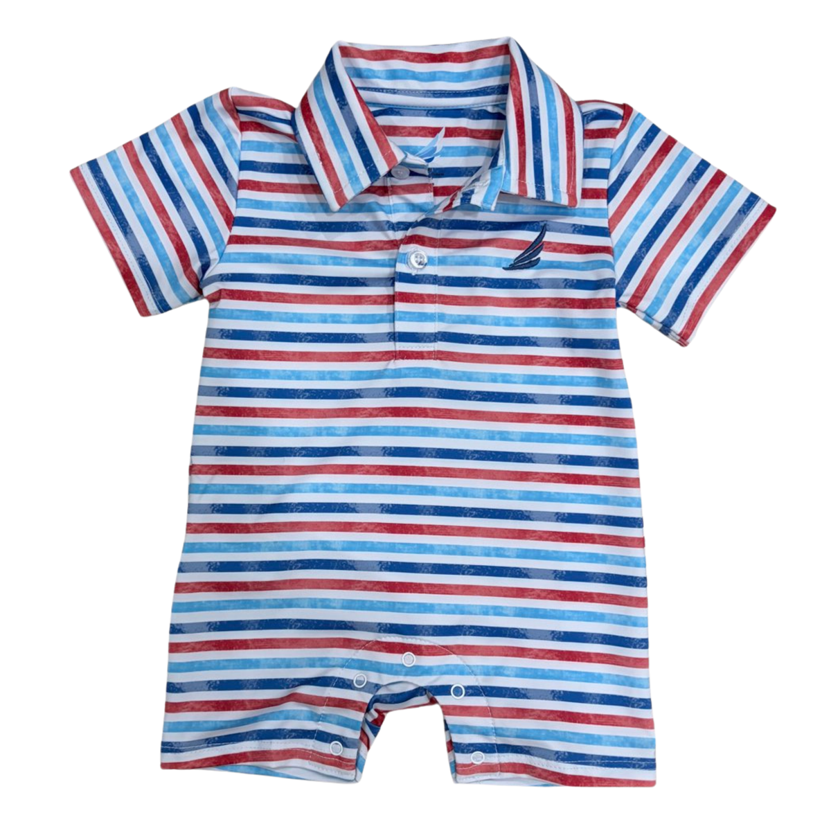 Coolybri Banks Performance Romper / Red & Blue Stripe