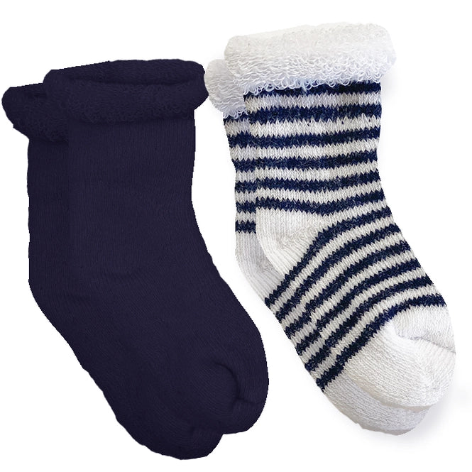 Kushies Terry Socks 2-Pack / Navy - 0-3 Months - Suite Child
