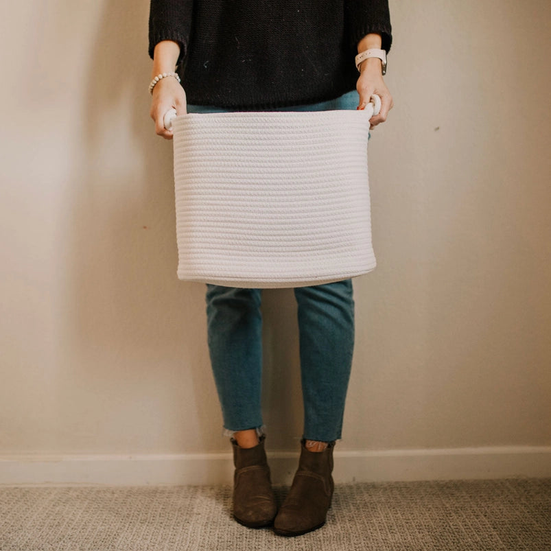 Rope Cube Storage Basket / White