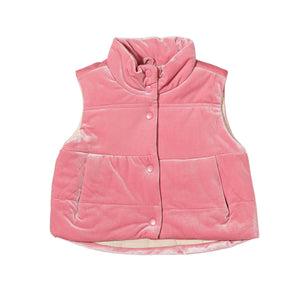 Vignette Parker Velvet Puffer Vest / Pink