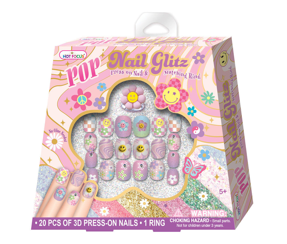 Groovy Flower Pop Nail Glitz Kit & Ring