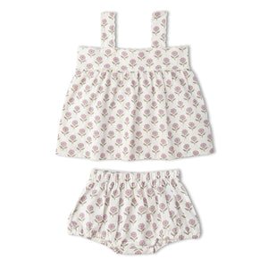 Organic Scalloped Top & Bloomers Set / Lavender