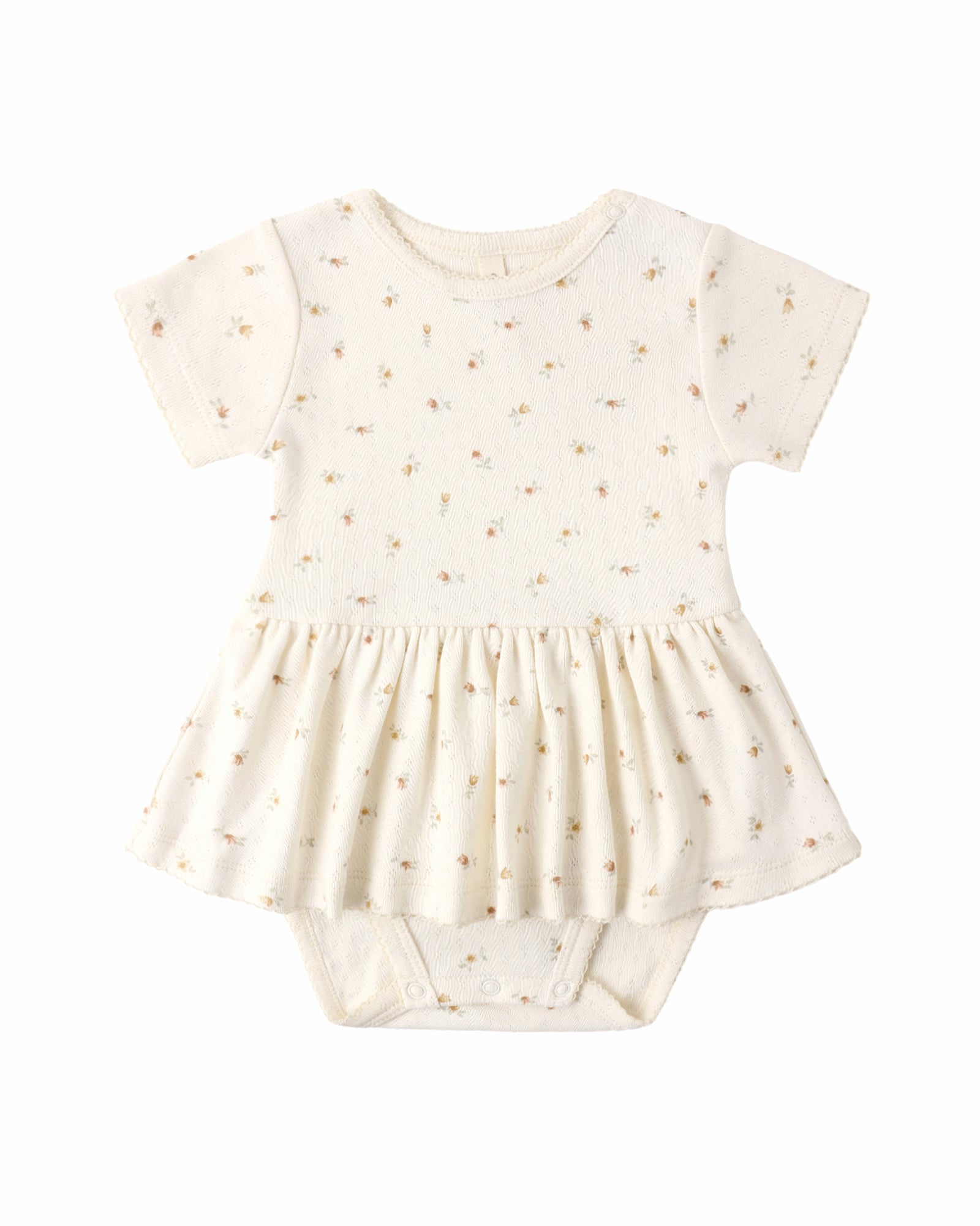 Quincy Mae Pointelle Skirted Bodysuit / Petit Fleur