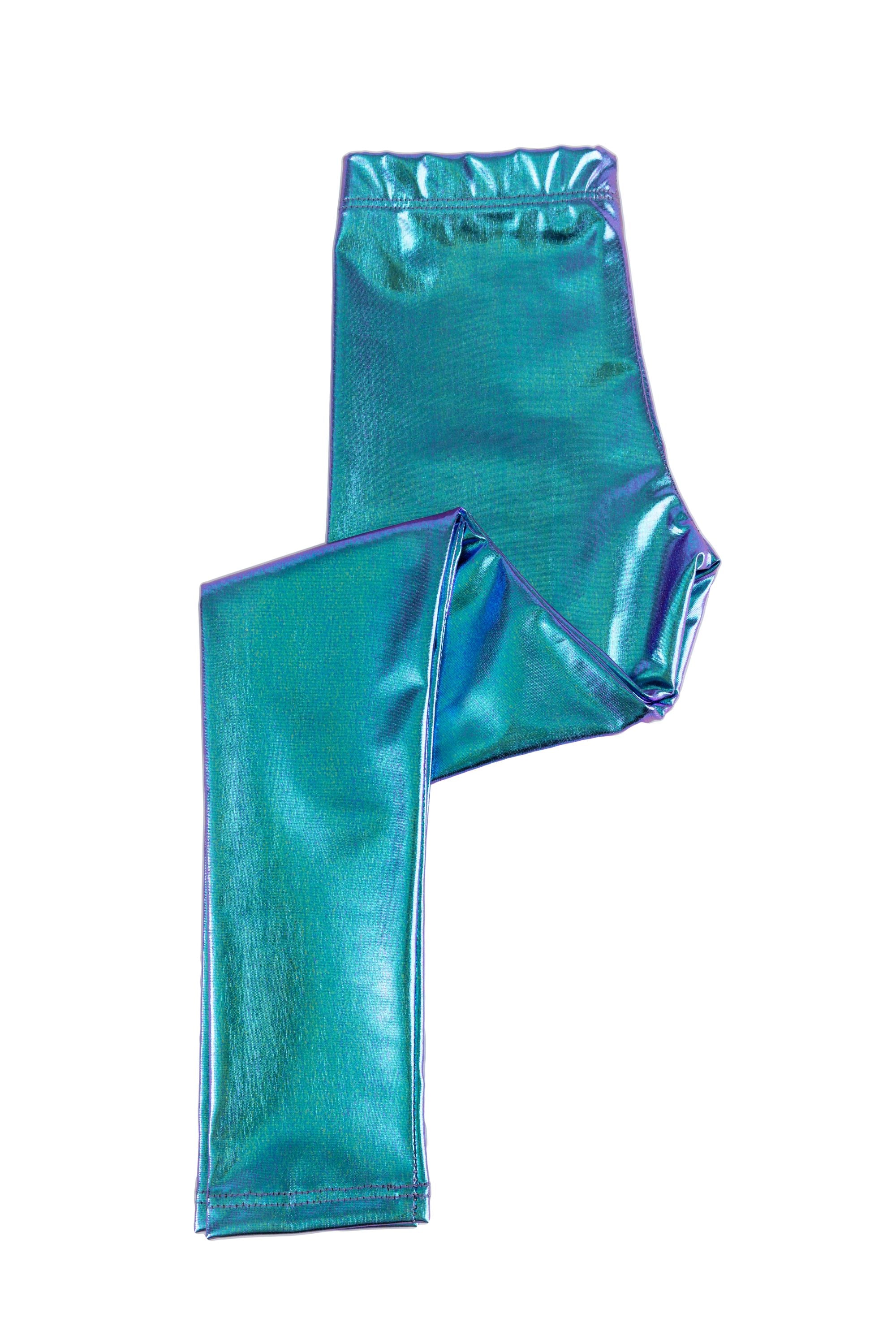Blue Metallic Leggings