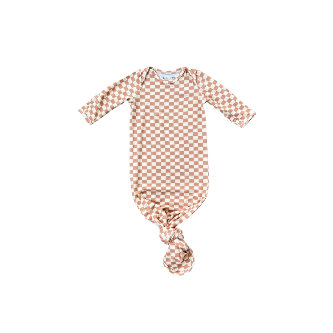 Babysprouts Knotted Gown / Checkered Butterscotch