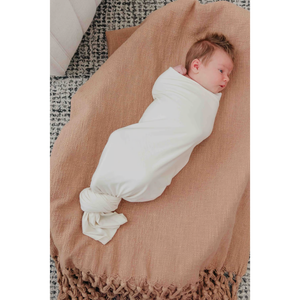 Copper Pearl Knit Swaddle Blanket / Cru
