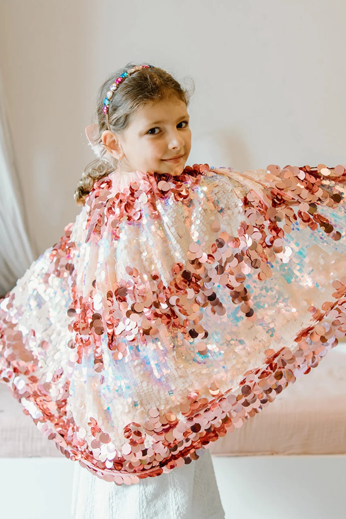 Pink Sequin Cape / 4-6 Years