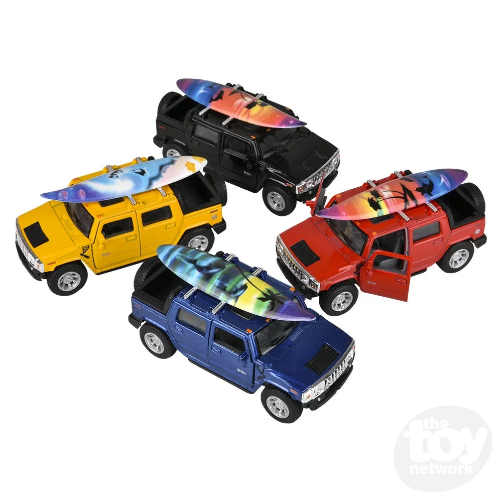 Die-Cast Pull Back 2005 Hummer H2 SUT With Surfboard