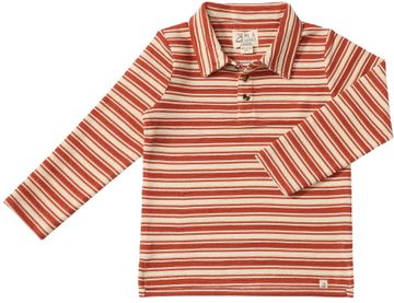 Me & Henry Midway Long Sleeve Polo / Rust & Cream Stripe
